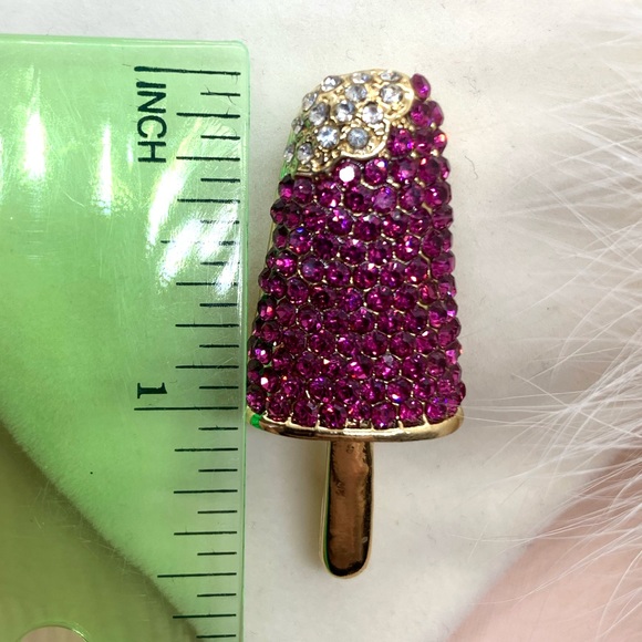 Rhinestone Purple Popsicle ice cream Brooch - Picture 2 of 3